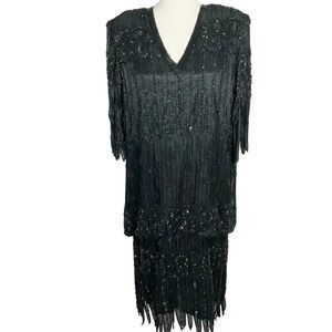 Judith Ann Creations Dress Women Large All Sequin 80s Cocktail‎ Formal Dynasty